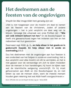 Het deelnemen aan de feestdagen vd ongelovigen